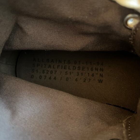 AllSaints Ghost Dana High Top Sneaker Canvas Lace Up Shoes White Cream Size 7 - Picture 5 of 16